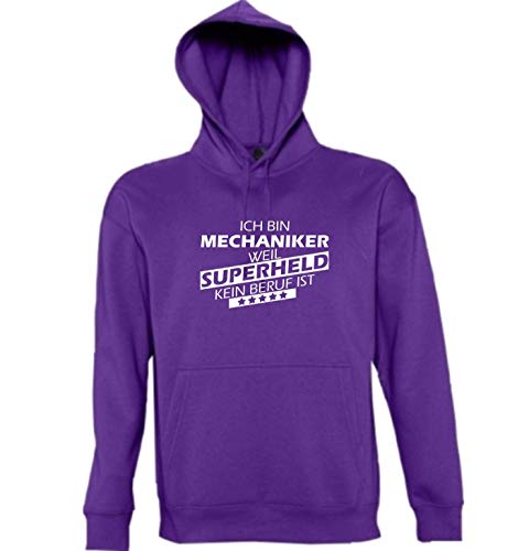 Sweat à capuche mécanicien mauve L coton vêtement humour cadeau homme passionné mécanique