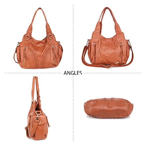 Image of Y2K Purses Hobo Bags for Women Roomy Washed Leather Handbags with Crossbody Strap
