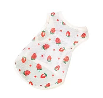 Dog Vest T-Shirt with Strawberry Print,Sleeveless Summer Top for Small Dogs,Size-Medium