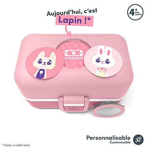 monbento - MB Tresor Pink Blush bento Lunch Box for Kids - 3 Compartment for School Lunch and Snack Packing - BPA Free & Food Grade Safe Food containers