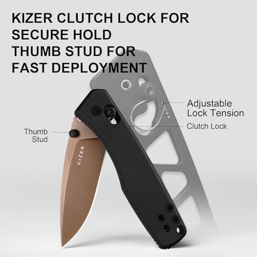 Image of Kizer Aegis EDC Pocket Knife, 2.8 inch D2 Steel Drop Point Folding Knife