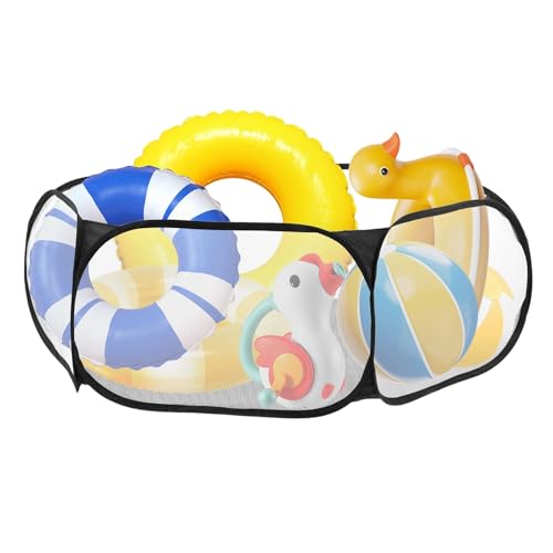 Qkbuza Almacenamiento de flotadores de piscina, organizador de playa, organizador de contenedores de malla para porche, piscina, exterior, playa, patio, gafas, chalecos salvavidas