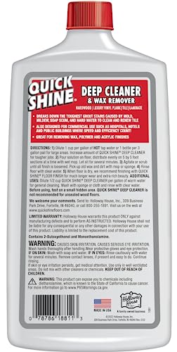 Quick Shine Multi Surface Deep Floor Cleaner And Remover 27Oz | Removes Wax Build-Up, Revitalizes Floors & Cleans Grout | Use On Hardwood, Laminate, Lvt, Tile And Stone | Pro-Level Cleaning #TOP4