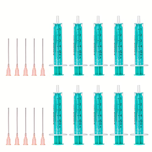 MedixX 10 Stück Spritzen-Set mit stumpfer Nadel verschiedene Größen für Hobby und Heimwerk - Spritzen einzeln steril verpackt (10x 5ml Spritze & 10x Kanüle)