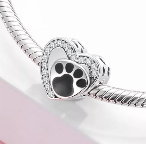 Abalorio de corazón y huella de pata, el regalo ideal de plata 3