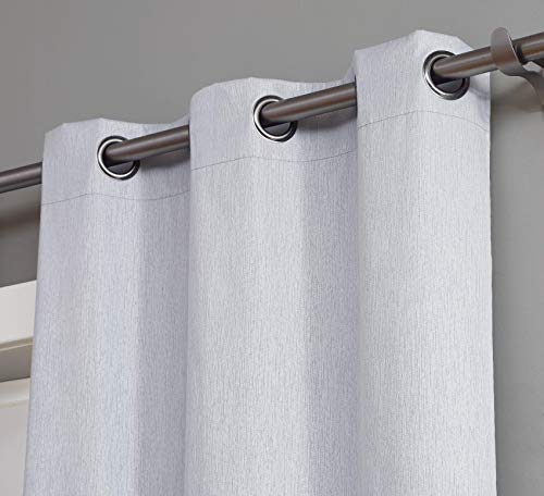 Madison - 100% Blackout Curtains - 63 Inch Long - Newly Innovated - Eco Friendly - Light Weight Fabric With Grommets - Heat And Light Blocking Drapes (2 Pieces 37" W X 63" L Each Panel, Silver) #TOP7