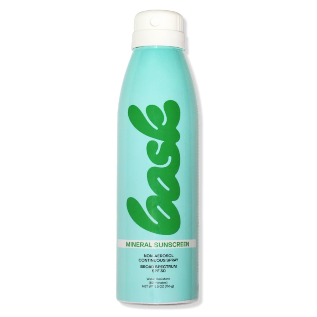 Bask Suncare SPF 30 Mineral Sunscreen Spray - Fragrance Free Non-Aerosol Reef Safe Broad Spectrum UVA UVB Protection