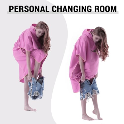 DOTBUY Badeponcho Damen mit Kapuze, Alpaka Tierdruck Surf Poncho Erwachsene Mikrofaser Changing Robe Handtuch Poncho, Schnelltrocknend & Kompak- 75 x 110 cm