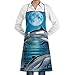 Drempad Grembiule Regolabile, Dolphins Moon Adjustable Washable Kitchen Overlock Apron Mother Gift Cooking Baking Restaurant Unisex