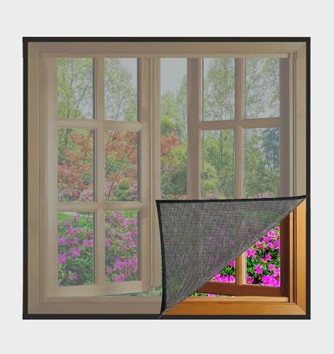 Window Mosquito Net, Pre-Stitched with Adhesive Hook & Loop Tape, Size -3X3 FEET, Black