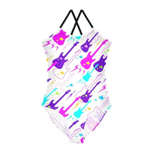 susiyo Girls One Piece Swimsuits Colorful Guitars Bathing Suit Quick Dry Beach Swimwear for Toddler Girl 3-10T