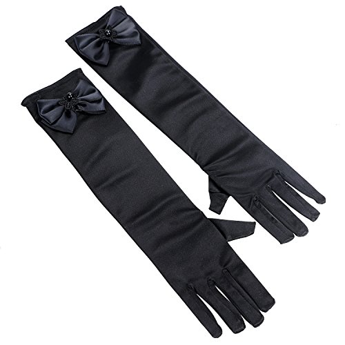 Girls Princess Gloves Kids Long Dress Up Bows Gloves Stretch Satin Costume Glove for Performance Party Photography Wedding3