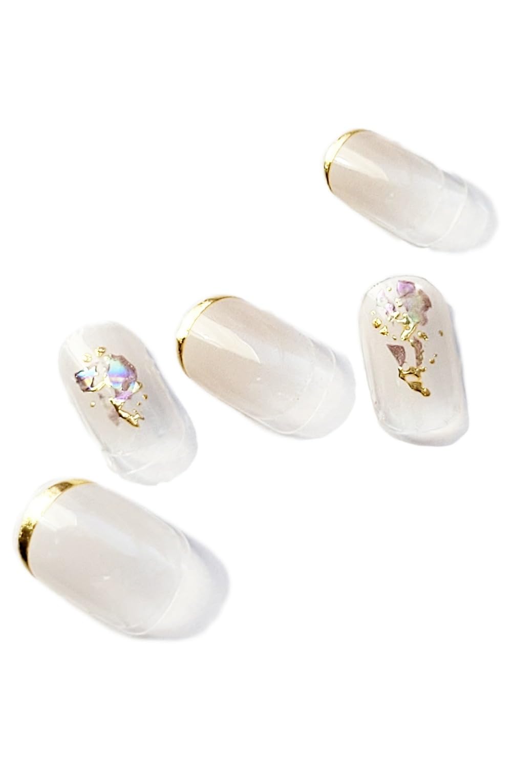 Nail Stickers Gold French & Bijou Gel-Style No-Harden 20pcs Japan