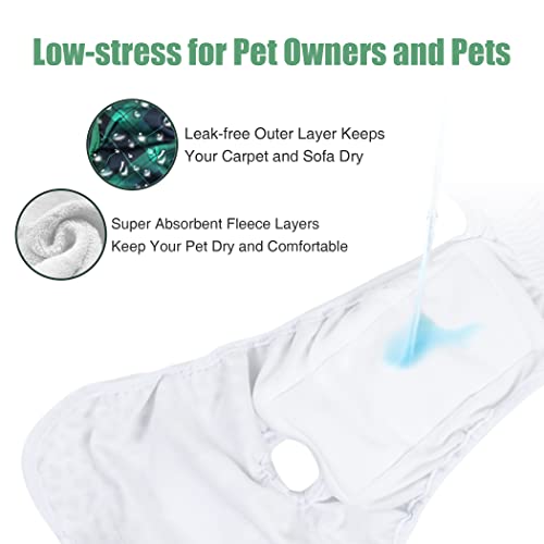Image of wegreeco Washable Dog Diapers (3 Pack), Highly Absorbent Dog Diapers for Female Dogs, Female Dog in Heat, or Excitable Urination (Blue, Green, Red Plaid, Medium)