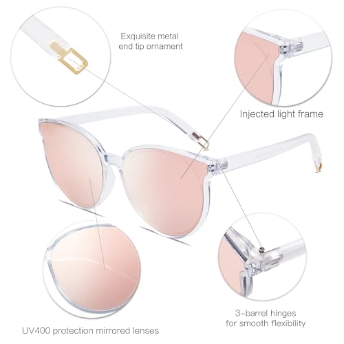 SOJOS Fashion Round Sunglasses for Women Men Oversized Vintage Shades SJ2057
