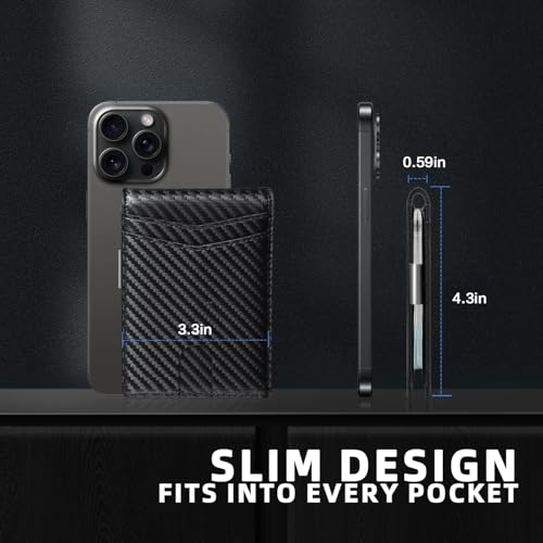 Men's Ultra-Thin RFID Front Pocket Wallet - Durable Leather Bifold, Holds 6+ Cards & Cash Matt Carbon Black2