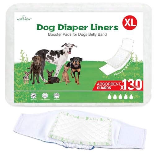 Image of Dog Diaper Liners 130ct, Super Leak Proof and Absorption Disposable Dog Diaper Booster Pads for Female and Male Fit Most Reusable Pet Belly Bands, Wraps, and Period Diapers (X-Large,XL-130ct)