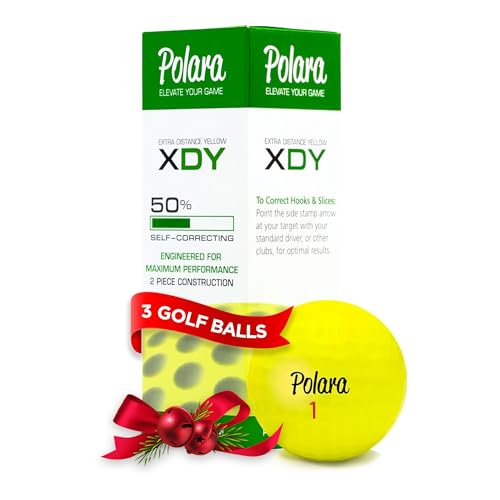 Polara Golf Self-Correcting Golf Balls – Soft Feel, Anti-Slice & Hook Correction, Exceeds USGA Limits, Dimple Pattern, High-Performance Balls for Men & Women – Extra Distance, 3 Pack, Yellow
