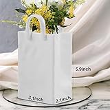 Shopping Bag Vase White Ceramic Vase Modern Decor for Table, Shelf, Living Room, Office,Bedroom Decor Aesthetic, Bookshelf decor Farmhouse Vase