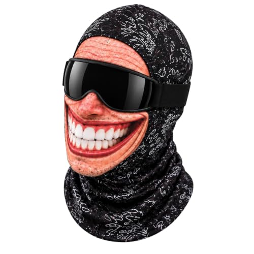 Winter Balaclava Funny 3D Printed Face Ski Mask Elastic Neck Gaiter, Black - image 1