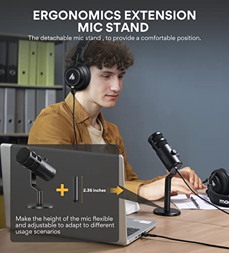 Image of MAONO USB Dynamic Microphone, Podcast Recording Microphone with Gain Knob, Plug & Play, Metal Structure, Voice-Isolating Technology, Cardioid Studio PC Mic for Streaming, Vocal, Home Studio-PD100U