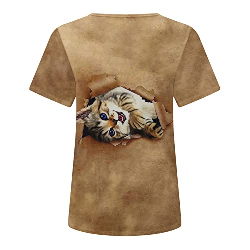 T-shirt à Manches Longues Imprimé Chat 3D Pour Femme, Col Rond, Noir Et Blanc, Haut Drôle, Week-end, Festival, Noël