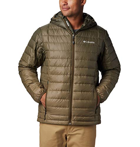 Columbia Men's Voodoo Falls 590 TurboDown Hooded Jacket, Olive Green Topo Fade Print, 3X
