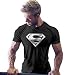 InleaderStyle Men's Gym Cotton Golden S Logo Bodybuilding Muscle Black T-Shirt-Silver-XL