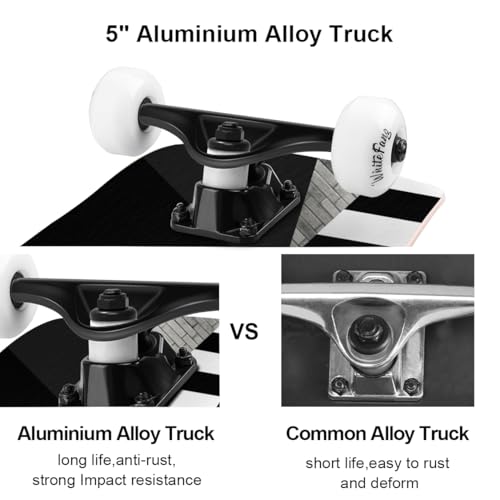 Image of WhiteFang Skateboards for Beginners, Complete Skateboard 31 x 7.88, 7 Layer Canadian Maple Double Kick Concave Standard and Tricks Skateboards for Kids and Beginners