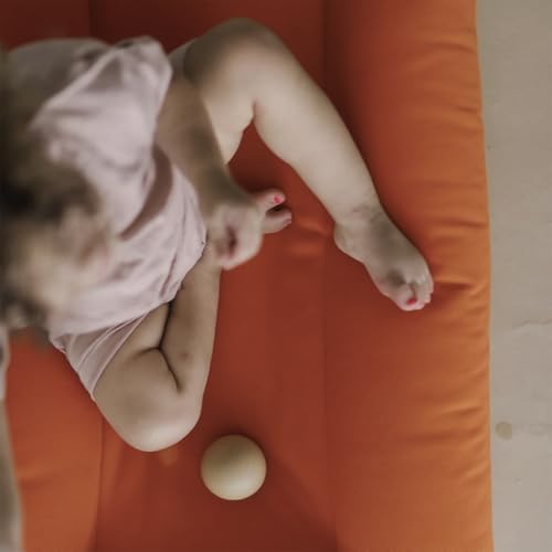 Image of Infant Support Cushion - Baby Support Cushion for Newborn, 0-24 Months, Portable Tummy Time Mat for Home and Travel, Soft Cotton, Supervised Use, Baby Essentials Gift, Orange (1 Cushion + 1 Cover)