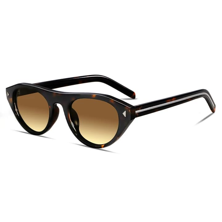 GUVIVI Retro kleine ovale Sonnenbrille für Frauen Männer trendy chic Katzenauge schmale Sonnenbrille Mode Sunnies