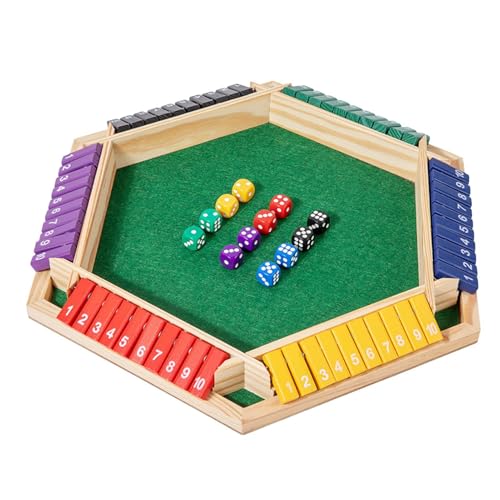 Shut The Box Würfelspiel – Brettset Für 6 Spieler, Mathe-Tischspiel Aus Holz, Doppelverschluss-Zahlenspiel Mit 10 Spielsteinen | Strategie-Würfelbrett Für Schnelles Zählen, Spaß Mit Der Familie, Mit F