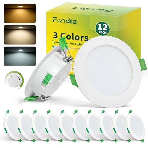 Fondiiz Dimmable Downlights for Ceiling 5W 3CCT IP44 Waterproof 12 Pack