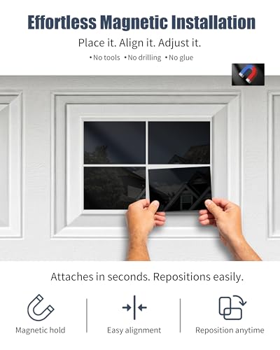 Decoración de cochera con 32 paneles magnéticos que simulan ventanas falsas 5