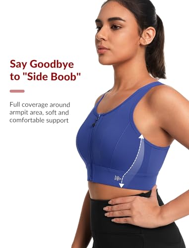 Image of Yvette Front Closure High Impact Sports Bra for Women | Cup Sizes A to DDD Up to 5XL, Sewn in Pads, No Underwire, Breathable Fabric Moisture-Wicking, Easy on and off, Full Coverage