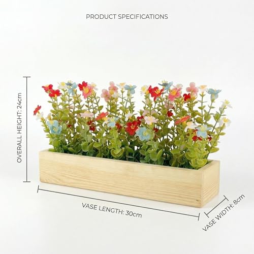 Image of Dekorly Artificial Fern Plant Arrangement with Wooden Planter (24 CM) | Premium Realistic Floral Decor for Table & Living Room | Stylish Indoor Decor for Living Room