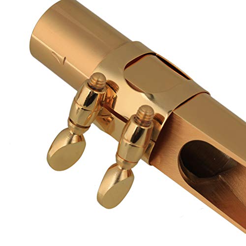 Yibuy Gold Plated Brass B-Flat Tenor Saxophone Sax Mouthpiece With Cap Ligature 7# #TOP5
