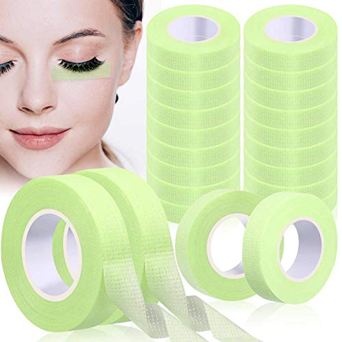 20 Rolls Eyelash Extension Tape Adhesive Lashes Tape Rolls Under Eye Fabric False Eyelashes Grafting Breathable Patch for Makeup Individual Professional Beauty Salon (Green)