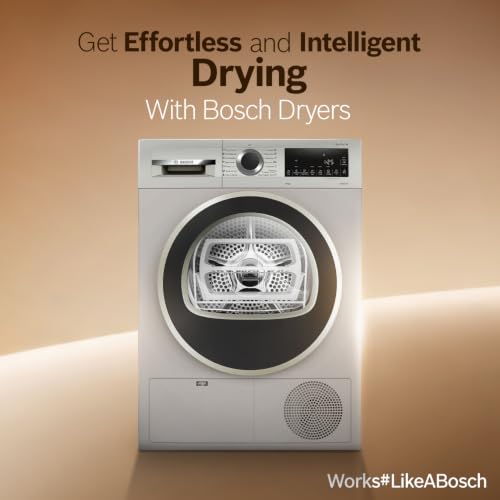 Image of Bosch 9 kg Fully Automatic Front Load Condenser Tumble Dryer | 100% Drying, 0% Effort | 5 Drying Options |Reduces 99.9% Allergens |Ready-to-Wear No Crease (2026 model,WPG24108IN,Silver Inox)