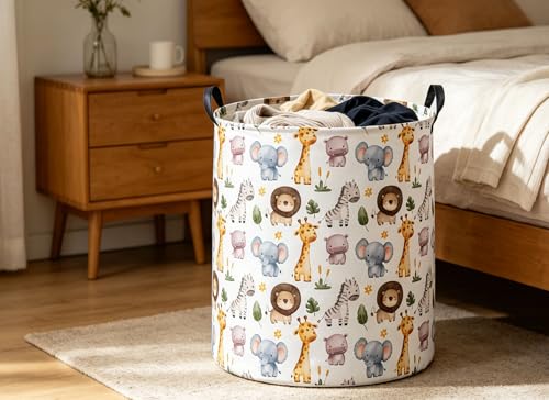 Image of DDBASKE Laundry Basket Animal Hamper for Nursery Cute Storage Bin Organizer Room Decor for Home(Zoo)