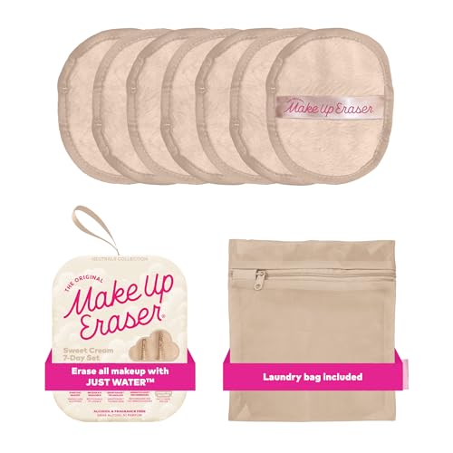 The Original MakeUp Eraser 7-Day Set, Erase All Makeup With Just Water, Including Waterproof Mascara, Eyeliner, Foundation, Lipstick, Sunscreen, and More! (Sweet Cream), 7ct