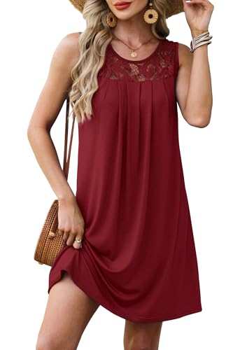 Image of BKRIVE Womens Lightweight Sleeveless Summer Dresses | Lace Yoke Neckline, Figure-Flattering for All Shapes - Ideal Beach Cover-Up & Hot-Weather Travel Essential