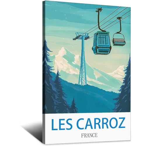 Poster de voyage vintage Les Carroz France LNBIAND 30x45 cm pour decoration retro chic