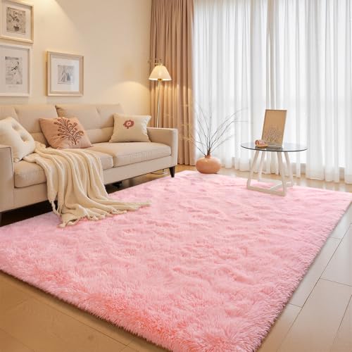 Junovo - Alfombras ultra suaves de 1,8 x 2,7 m, para dormitorio, niños, niñas, bebé, sala de estar, alfombra de bebé, alfombra de decoración del hogar, color rosa
