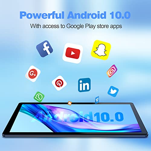 PRITOM Tablet 10 Zoll Android 10 Phone Tablet 3G, SIM, 64 GB Quad Core, (TF 512 GB), 6000 mAh Akku, 8 MP Rückkamera, unterstützt 3G-Anrufe, WLAN, GPS, Bluetooth, USB Typ C, schwarz – Bild 4