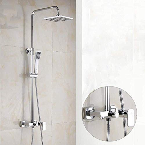 Système de douche ascenseur argent pour créer une ambiance spa avec pomme carrée