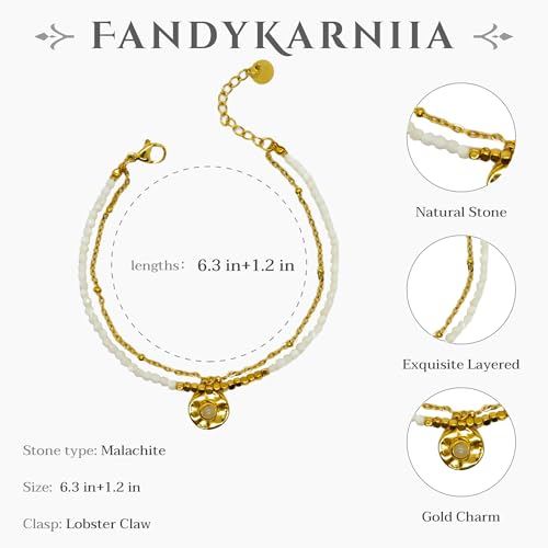 Layered Bracelet Gold Charm Malachite Gemstones Bead Chain Handmade Jewelry Natural Stone Waterproof Adjustable Stack Summer Beach Bracelets4