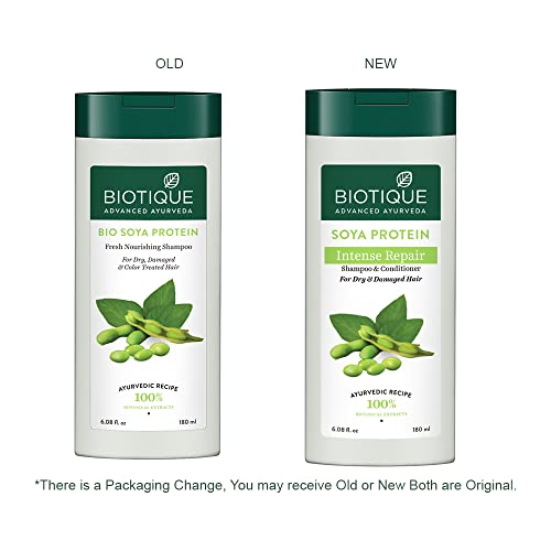 Image of Biotique Bio Soya Protein Fresh Nourishing Shampoo | Repairs Dry and Damaged Hair |Maintains pH Balance |Promotes Healthy Shiny Hair| Prevents Color Fading | All Skin Types | 180ml