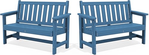 SERWALL 2-Person HDPE Outdoor Bench, 660 lb Capacity, Navy