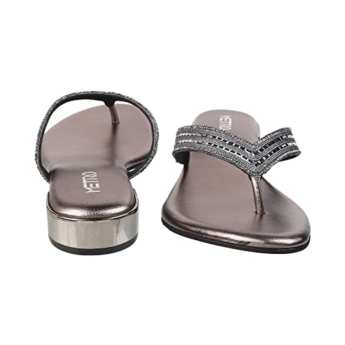 Image of Metro Women's Metallic Faux Leather Ethnic Slip-on Fashion Sandals